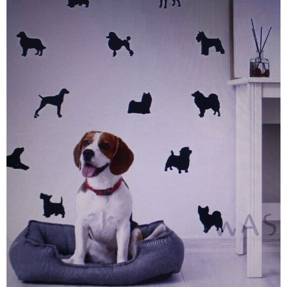 Set Of 18 Dog Silhouette PVC Wall Decals Black Home Decor Wall Art NIP - Picture 1 of 5